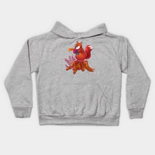 Squirrel Painting Hand Drawn Kids Hoodie